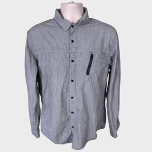 Rock & Republic Mens Large Gray Button Front Long Sleeve Shirt 100% Cotton